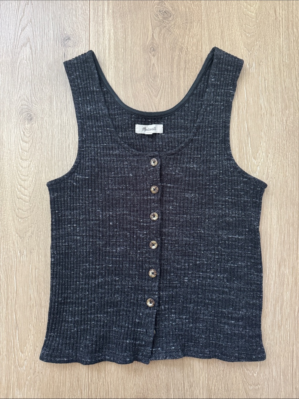 Madewell Charcoal Ribbed Button-Front Sweater Tank